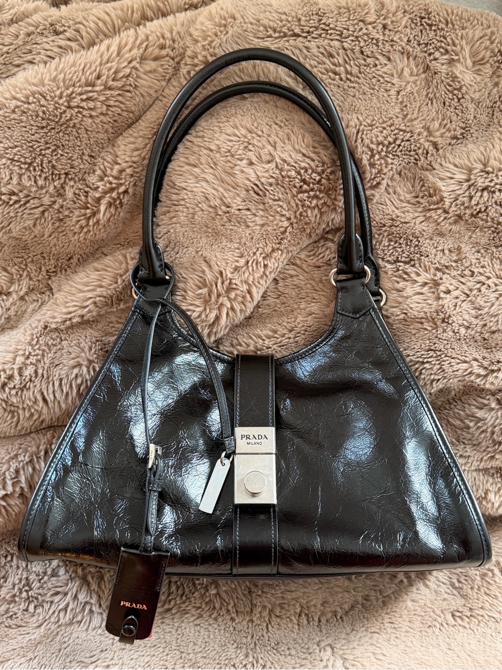 Prada Black Patent Leather Shoulder Bag